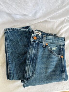 Wrangler Faded Blue Straight-Leg Denim Jeans sz 27